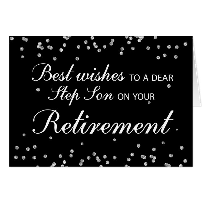 Step Son, Retirement Congratulations Black (Front Horizontal)
