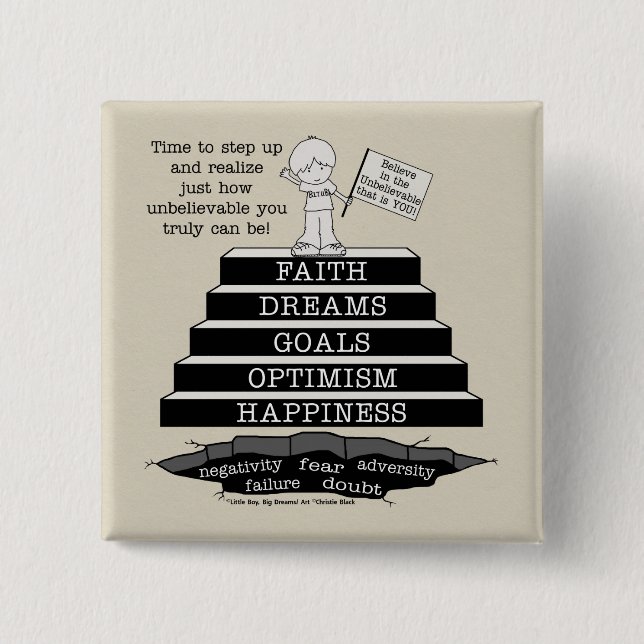 Step Up 2 Inch Square Button (Front)