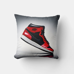 Step Up Your Style: Red & Black High-Top  Throw Pillow