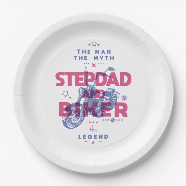 Stepdad and biker the man the myth the legend paper plate (Front)