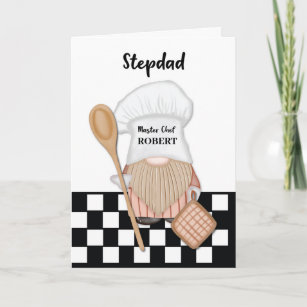 Dad Gnome Fishing Birthday Card, Stepdad Gnome Fishing Birthday Card, Blank