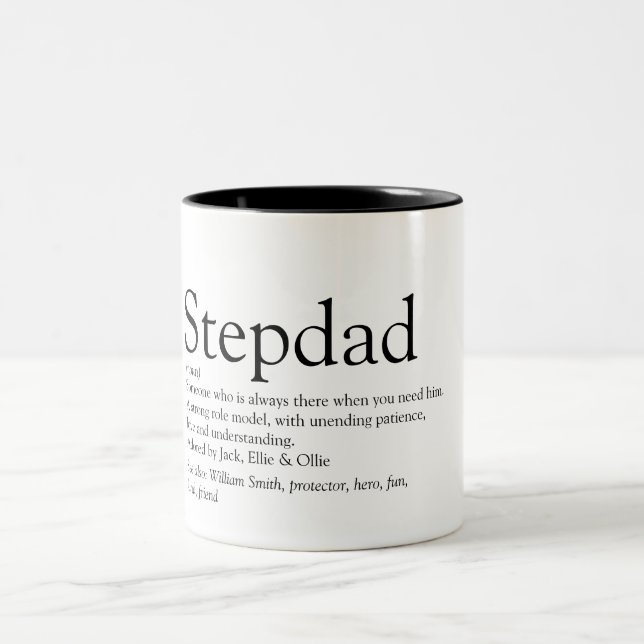 Stepdad Definition Fathers Day Modern Fun Two-Tone Coffee Mug (Center)