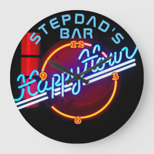STEPDAD Mancave Bar Den Clock Neon - Customizable