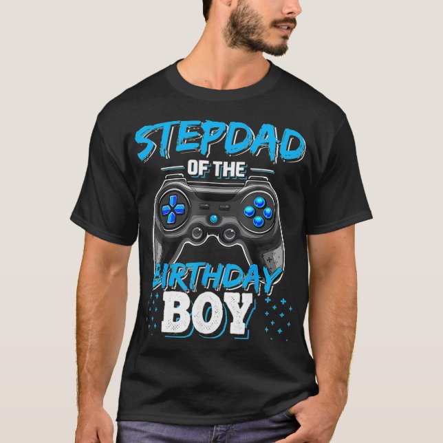 Stepdad Of The Birthday Boy Matching Video Game Bi T-Shirt (Front)