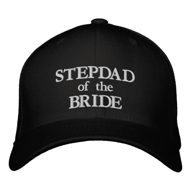 Stepdad of the Bride black and white wedding Embroidered Hat (Front)