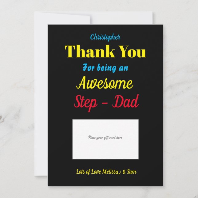 Stepdad Thank You Gift Card Holder (Front)