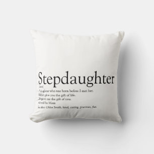 Stepdaughter Definition Black and White Modern Throw Pillow