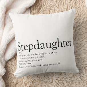 Stepdaughter Definition Black and White Modern Throw Pillow