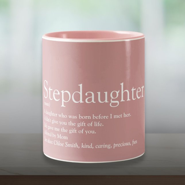 Stepdaughter Definition Fun Modern Girly Pink Two-Tone Coffee Mug (Stepdaughter Definition Fun Modern Girly Pink Two-Tone Coffee Mug)