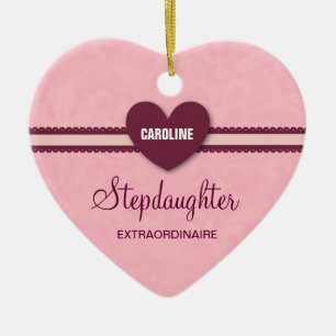 Stepdaughter Extraordinaire Heart Lace V07H Ceramic Ornament