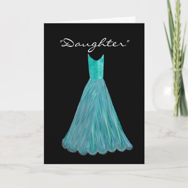 STEPDAUGHTER - Junior Bridesmaid TURQUOISE Dress Invitation (Front)
