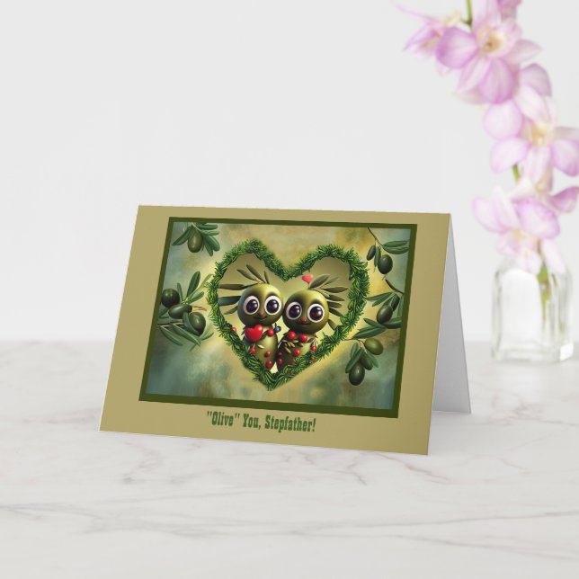 Stepfather Fathers Day Cute I Love You  Card (Orchid)