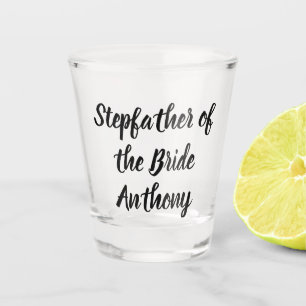 Stepfather of the Bride Black Custom Name Wedding Shot Glass