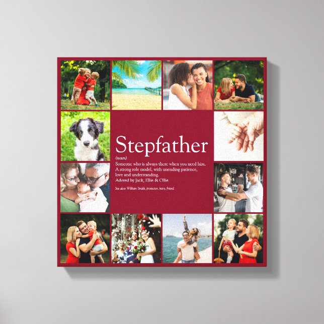 Stepfather Stepdad Definition 12 Photo Burgundy Canvas Print (Front)