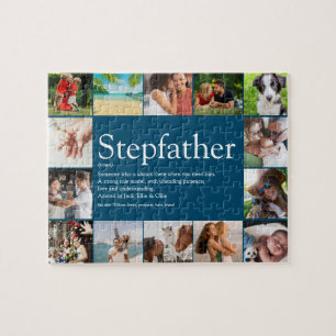 Stepfather, Stepdad Definition 14 Photo Blue Jigsaw Puzzle