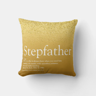 Stepfather, Stepdad Definition Gold Glitter Throw Pillow