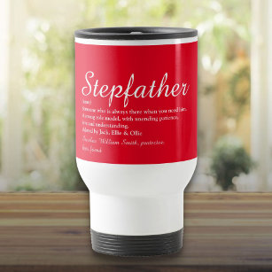 Stepfather Stepdad Definition Modern Script Red Travel Mug