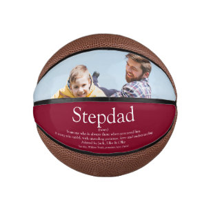 Stepfather Stepdad Definition Photo Burgundy Mini Basketball