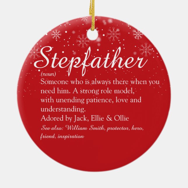 Stepfather Stepdad Definition Photo Christmas Ceramic Ornament (Back)