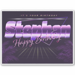 Stephan Name Vorname lila retro Sticker Geburtstag