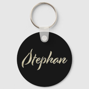 Stephan Name whitegold Button Schlüsselanhänger Keychain