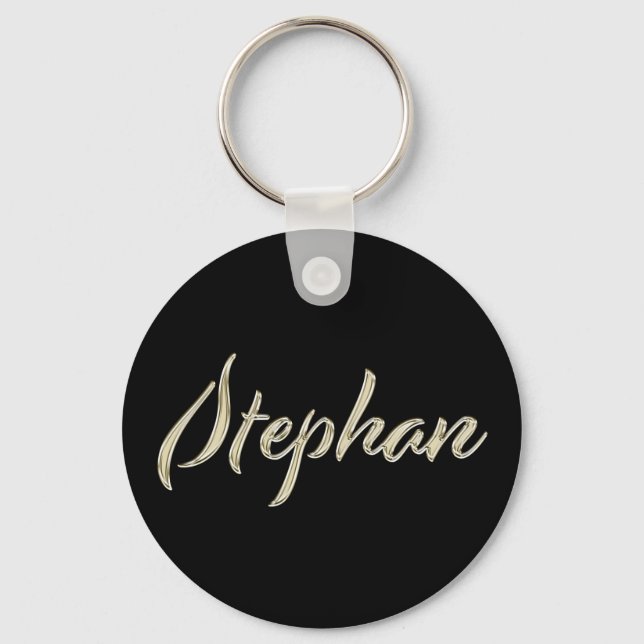 Stephan Name whitegold Button Schlüsselanhänger Keychain (Front)