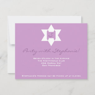 Stephanie Tess Bat Mitzvah Reception Purple Invitation