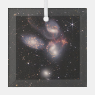 Stephan's Quintet 5 Galaxies Deep Field James Webb Glass Ornament