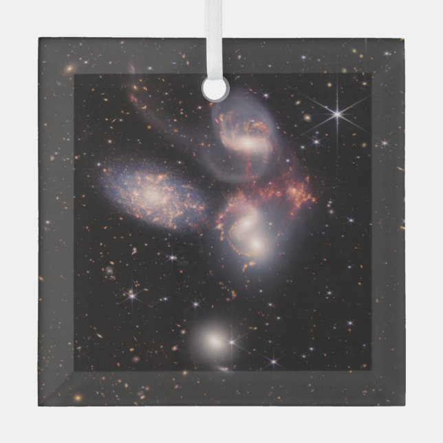 Stephan's Quintet 5 Galaxies Deep Field James Webb Glass Ornament (Front)