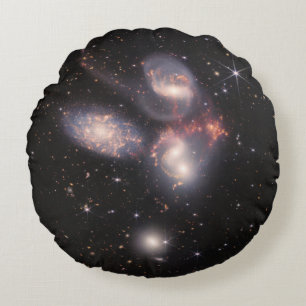 Stephan's Quintet 5 Galaxies Deep Field James Webb Round Pillow
