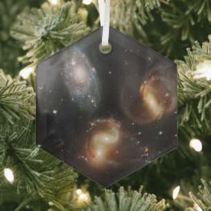 Stephan's Quintet: A Galaxy Galactic Wreckage Glass Ornament