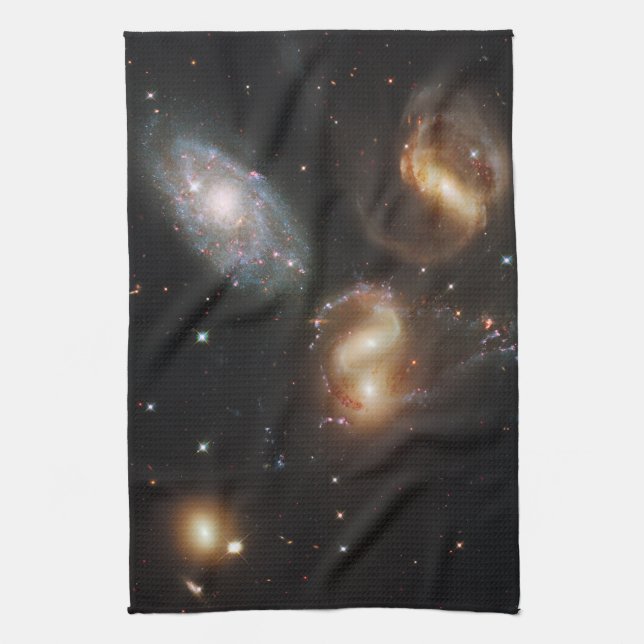 Stephan's Quintet: A Galaxy Galactic Wreckage Kitchen Towel (Vertical)