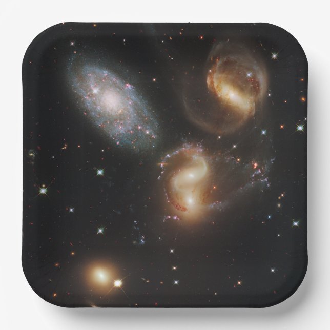 Stephan's Quintet: A Galaxy Galactic Wreckage Paper Plate (Front)