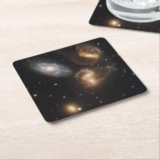 Stephan's Quintet: A Galaxy Galactic Wreckage Square Paper Coaster