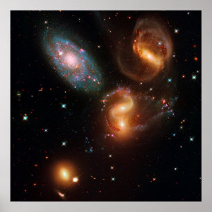 Stephans Quintet deep space star galaxy cluster Poster