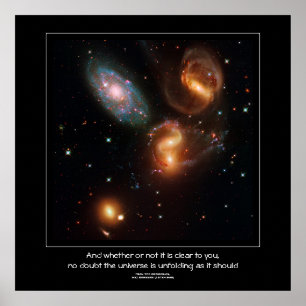 Stephans Quintet deep space star galaxy cluster Poster