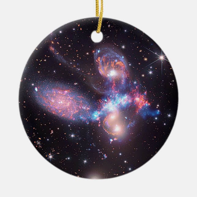 Stephan's Quintet Galaxies | Hubble & JWST Ceramic Ornament (Front)