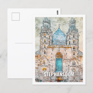 Stephansdom Vienna Austria Travel Place Watercolor Postcard