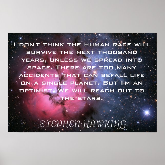 Stephen Hawking citation poster de l'espace (Devant)