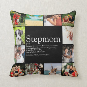 Stepmom Bonus Mom Definition 12 Photo Collage Throw Pillow