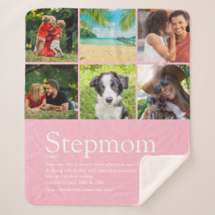 Stepmom Bonus Mom Definition Photo Collage Pink Sherpa Blanket
