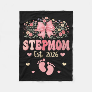 Stepmom Est 2026 Flowers Mothers Day Expecting Fleece Blanket