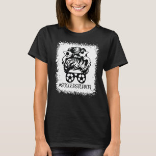 Stepmom Life Soccer Stepmom Mother's Day Bleached T-Shirt