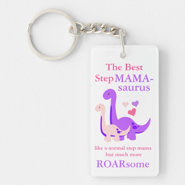 Stepmom Mother's Day Momasaurus Dinosaur Keychain (Front)