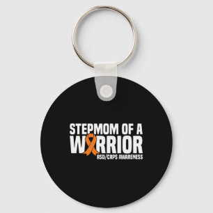 Stepmom Of A Warrior Orange Ribbon Rsdcrps Awarene Keychain