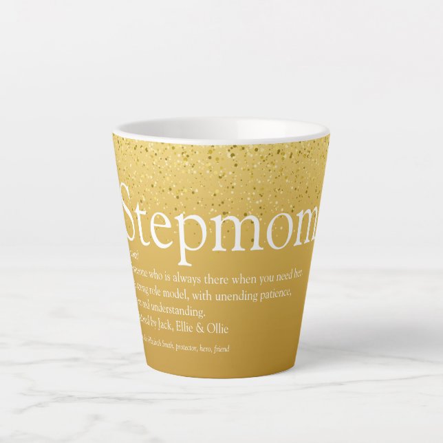 Stepmom Stepmother Definition Gold Glitter Latte Mug (Front)
