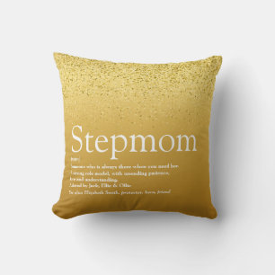 Stepmom Stepmother Definition Gold Glitter Throw Pillow
