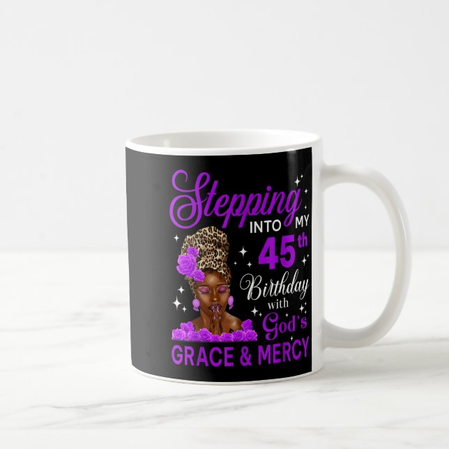 Stepng Into My 45th Birthday Headwrap Black Woman  Coffee Mug (Right)