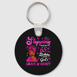 Stepng Into My 65th Birthday Christian Bday Women  Keychain