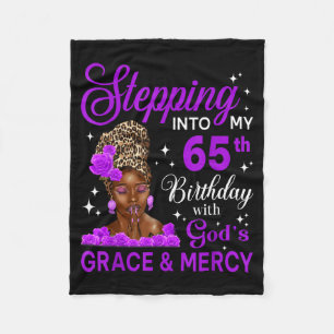 Stepng Into My 65th Birthday Headwrap Black Woman  Fleece Blanket